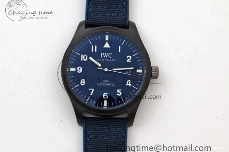 MIROTIME 1230 BestValue Mark XVIII IW328101 Black Ceramic M+F 1:1 Best Edition Blue Dial on Blue Nylon Strap A 7058